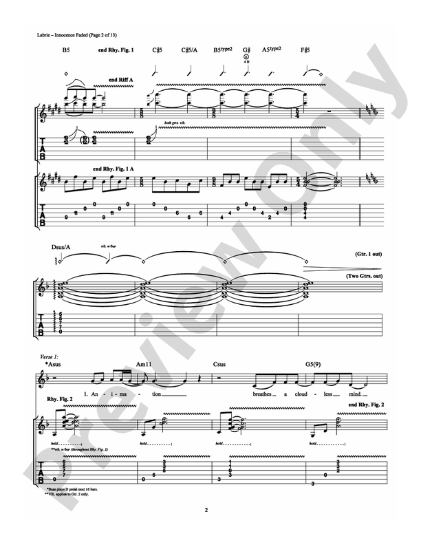 Innocence Faded - Guitar TAB (Digital Download)