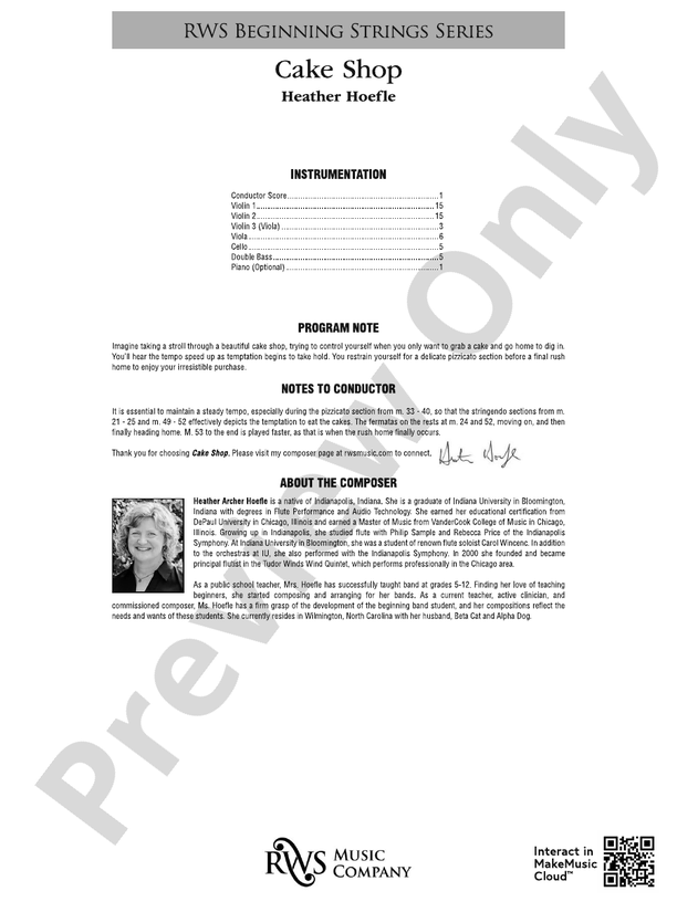 Cake Shop - String Orchestra Conductor Score & Parts (Digital Download)