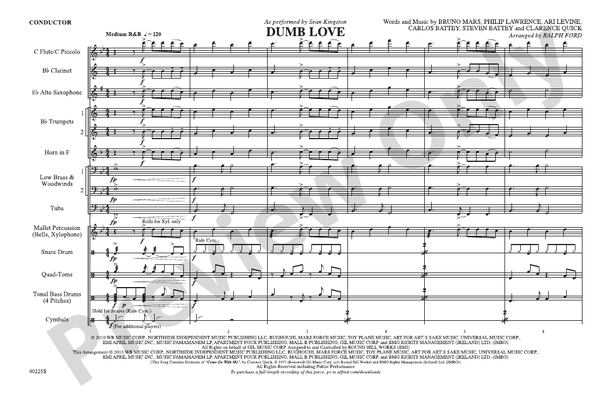 Dumb Love – Marching Band Conductor Score & Parts (Digital Download)
