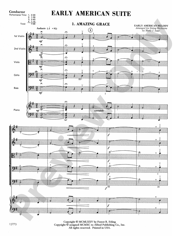 Early American Suite – String Orchestra Conductor Score & Parts (Digital Download)