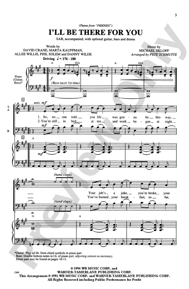 I'll Be There for You (Theme from "Friends") – SAB Choral Octavo (Digital Download)