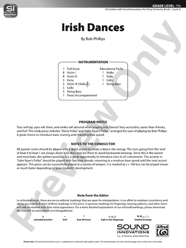 Irish Dances - String Orchestra Conductor Score & Parts (Digital Download)