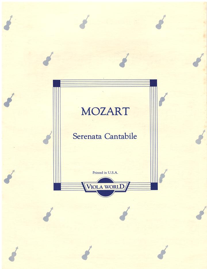 Mozart - Serenata Cantabile K283 - Viola/Piano Accompaniment arranged by Arnold Viola World VWP000072