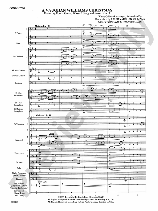 A Vaughan Williams Christmas - Concert Band Conductor Score & Parts (Digital Download)