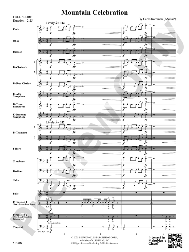 Mountain Celebration - Concert Band Conductor Score & Parts(Digital Download)