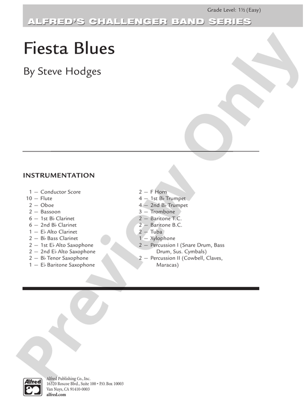 Fiesta Blues - Concert Band Conductor Score & Parts (Digital Download)