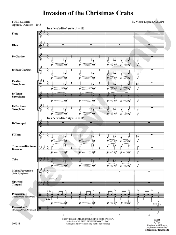 Invasion of the Christmas Crabs - Concert Band Conductor Score & Parts (Digital Download)