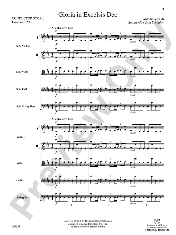 Gloria In Excelsis Deo – String Orchestra Conductor Score & Parts (Digital Download)