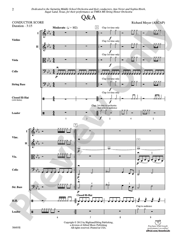 Q&A – String Orchestra Conductor Score & Parts (Digital Download)