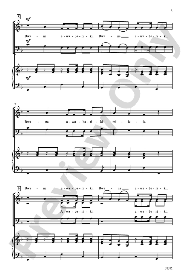 Bwana Awabariki - 3 Part Mixed Choral Octavo (Digital Download)