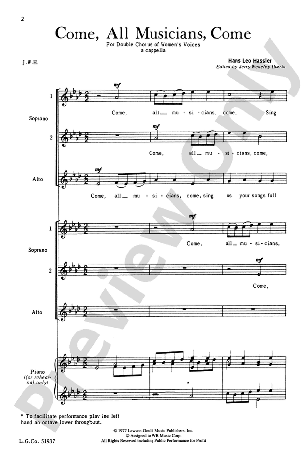Come, All Musicians, Come – SSA Choral Octavo (Digital Download)