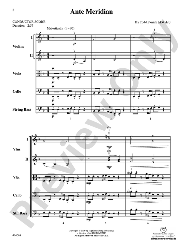 Ante Meridian - String Orchestra Conductor Score & Parts (Digital Download)