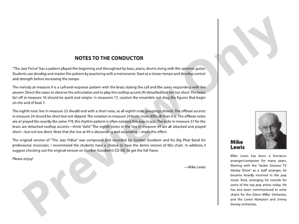 The Jazz Police (Grade 1) - Jazz Ensemble Conductor Score & Parts(Digital Download)