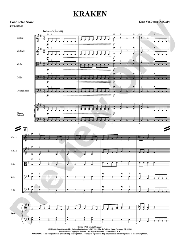 Kraken - String Orchestra Conductor Score & Parts (Digital Download)