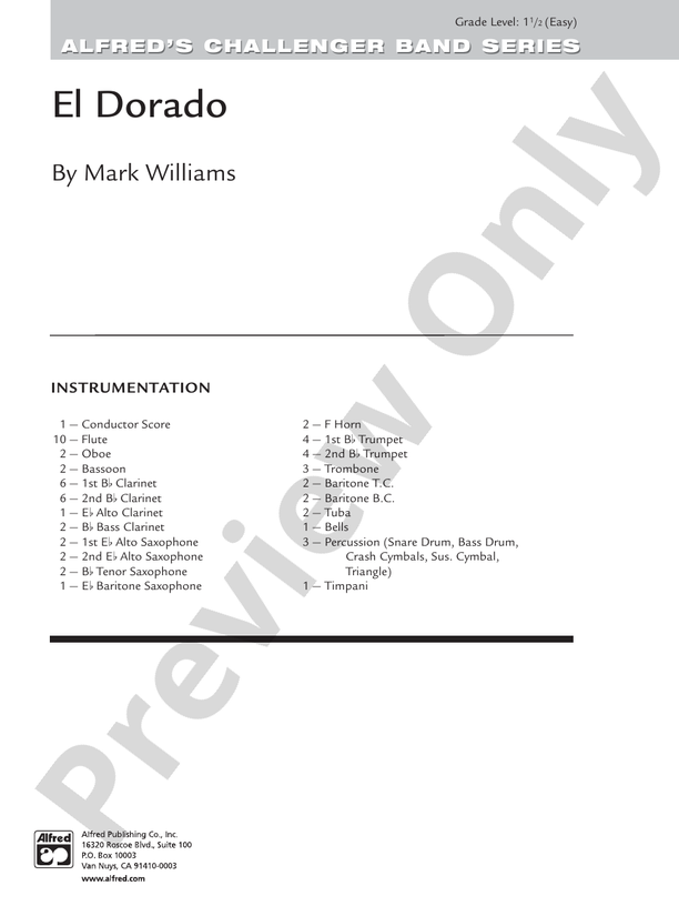 El Dorado - Concert Band Conductor Score & Parts (Digital Download)