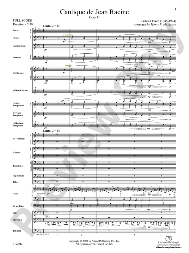 Cantique de Jean Racine - Concert Band Conductor Score & Parts (Digital Download)