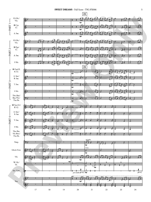 Sweet Dreams (Flexible Arrangement) - Concert Band Conductor Score & Parts (Digital Download)