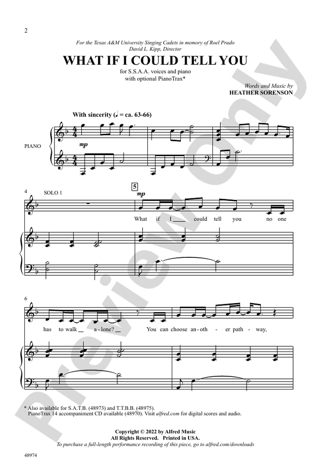 What If I Could Tell You - SSAA Choral Octavo (Digital Download)