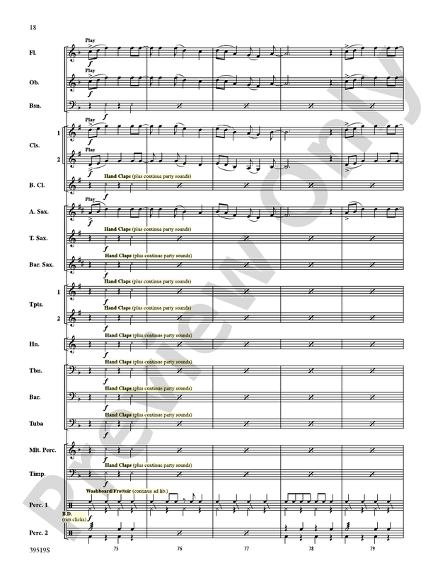 Zydeco Cajun Crawdad Dance - Concert Band Conductor Score & Parts (Digital Download)