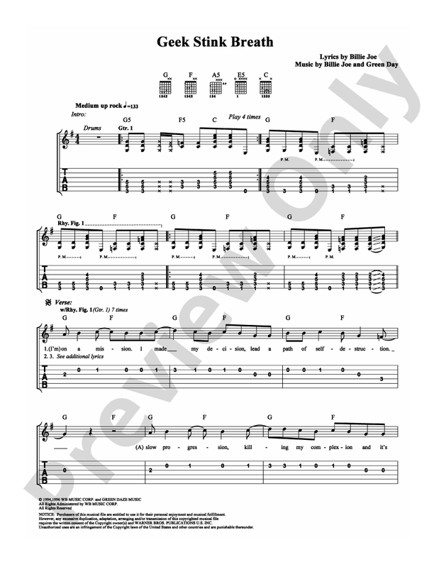 Geek Stink Breath - Easy Guitar (Digital Download)