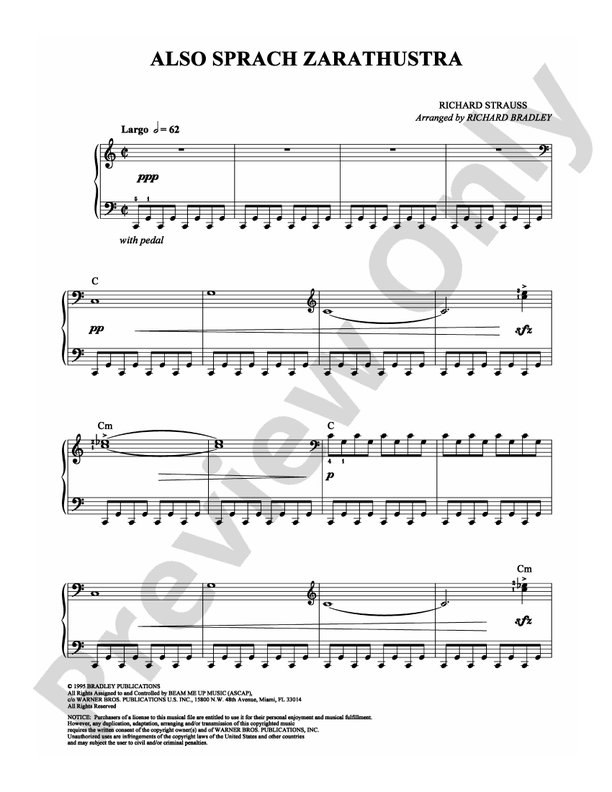 Strauss - Also Sprach Zarathustra - Easy Piano (Digital Download)