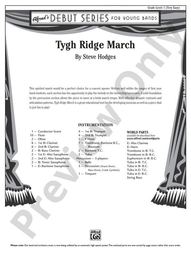 Tygh Ridge March - Concert Band Conductor Score & Parts (Digital Download)