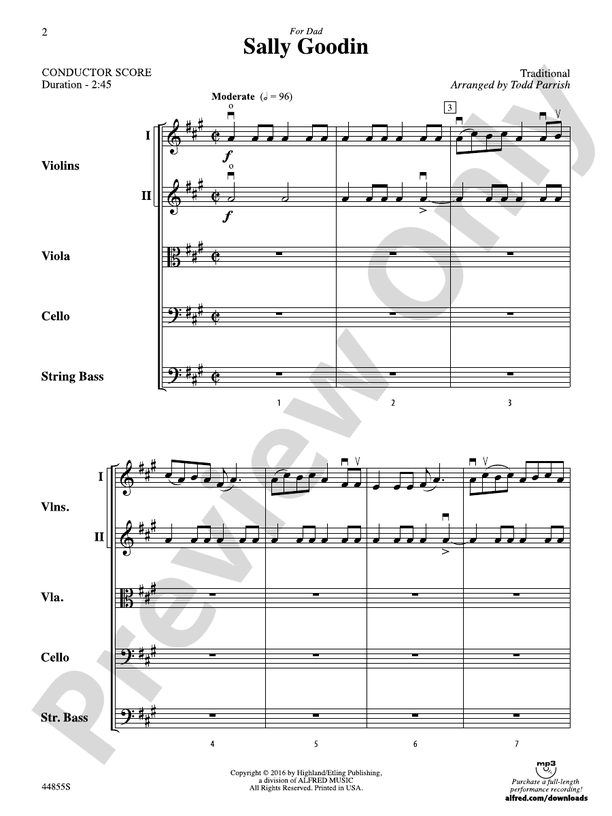 Sally Goodin - String Orchestra Conductor Score & Parts (Digital Download)