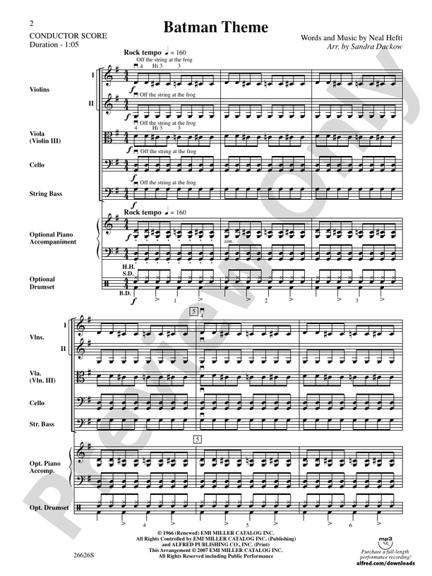 Batman Theme (Grade 2) - String Orchestra Conductor Score & Parts (Digital Download)