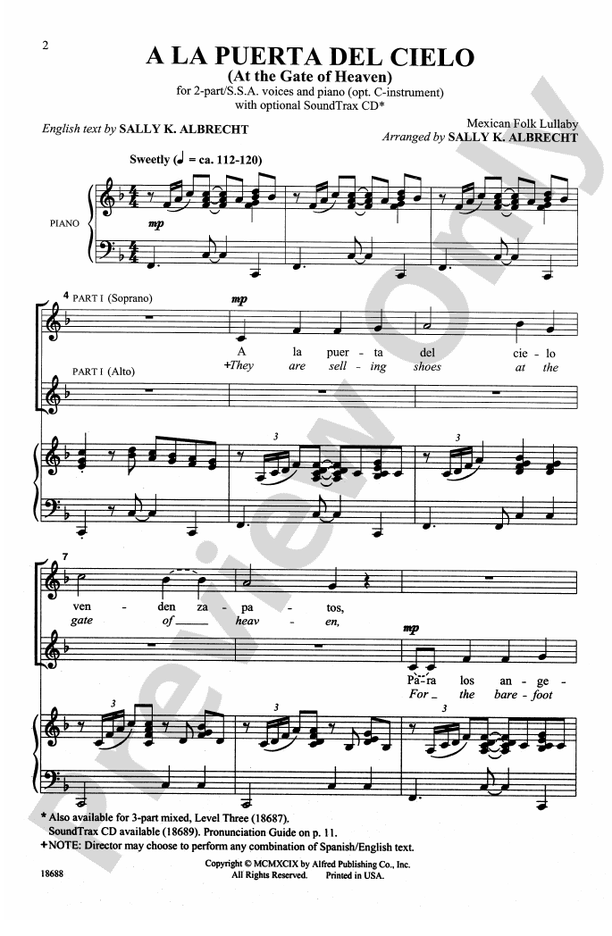 A La Puerta Del Cielo - 2-Part/SSA Choral Octavo (Digital Download)