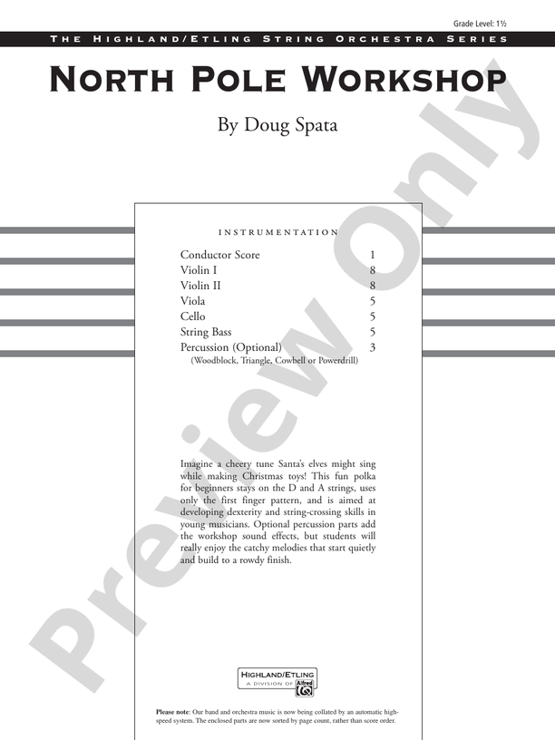 North Pole Workshop – String Orchestra Conductor Score & Parts (Digital Download)