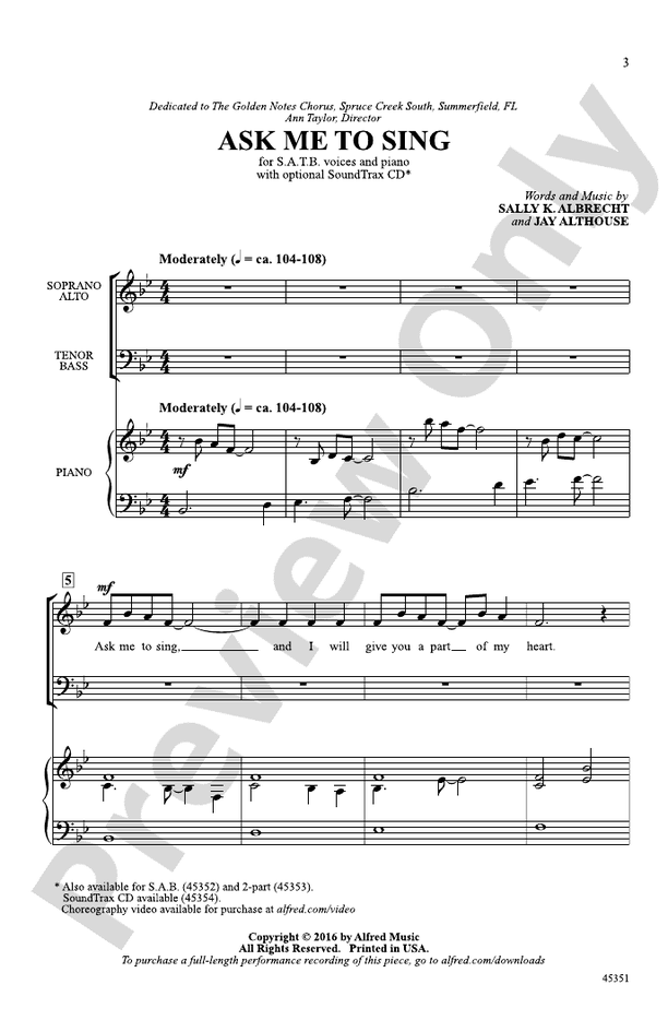 Ask Me to Sing – SATB Choral Octavo (Digital Download)