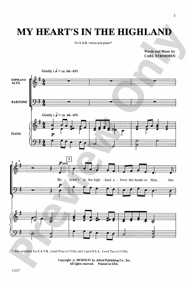 My Heart's in the Highland – SAB Choral Octavo (Digital Download)
