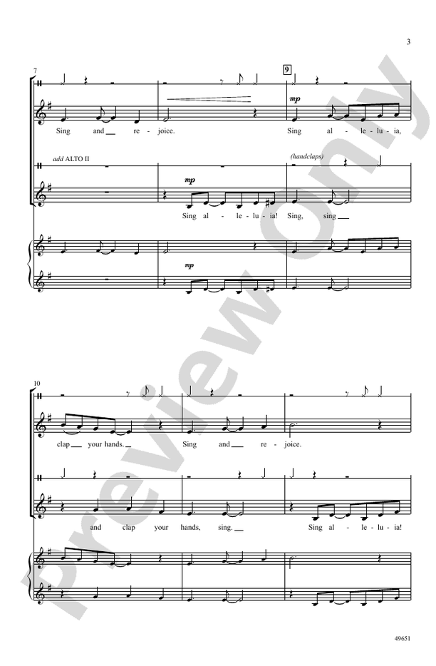 Sing Alleluia, Clap Your Hands - SSA, a cappella Choral Octavo (Digital Download)