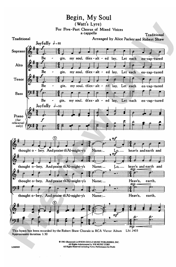 Begin, My Soul – SAATB Choral Octavo (Digital Download)
