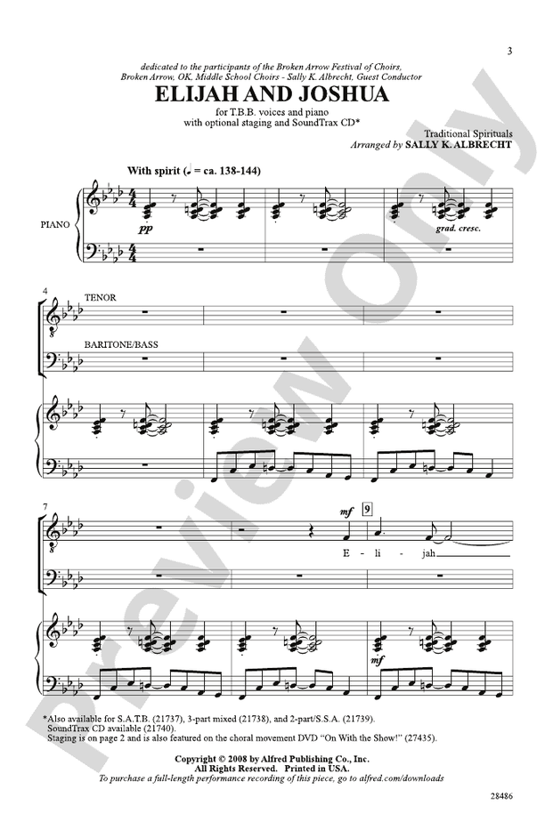 Elijah and Joshua – TTB (Staging Suggestions Included) Choral Octavo (Digital Download)