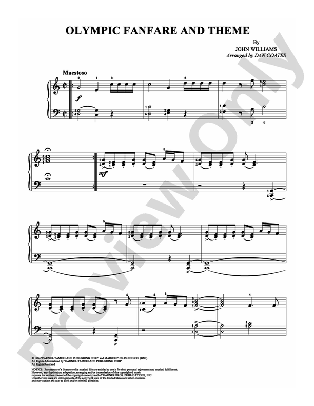 Olympic Fanfare and Theme - Arr. Dan Coates (DSM-PS-0002564) - Easy Piano (Digital Download)