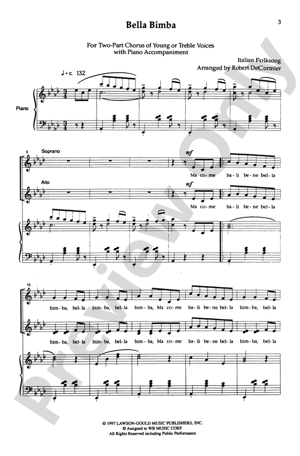 Bella Bimba – 2-Part Young Voices Choral Octavo (Digital Download)