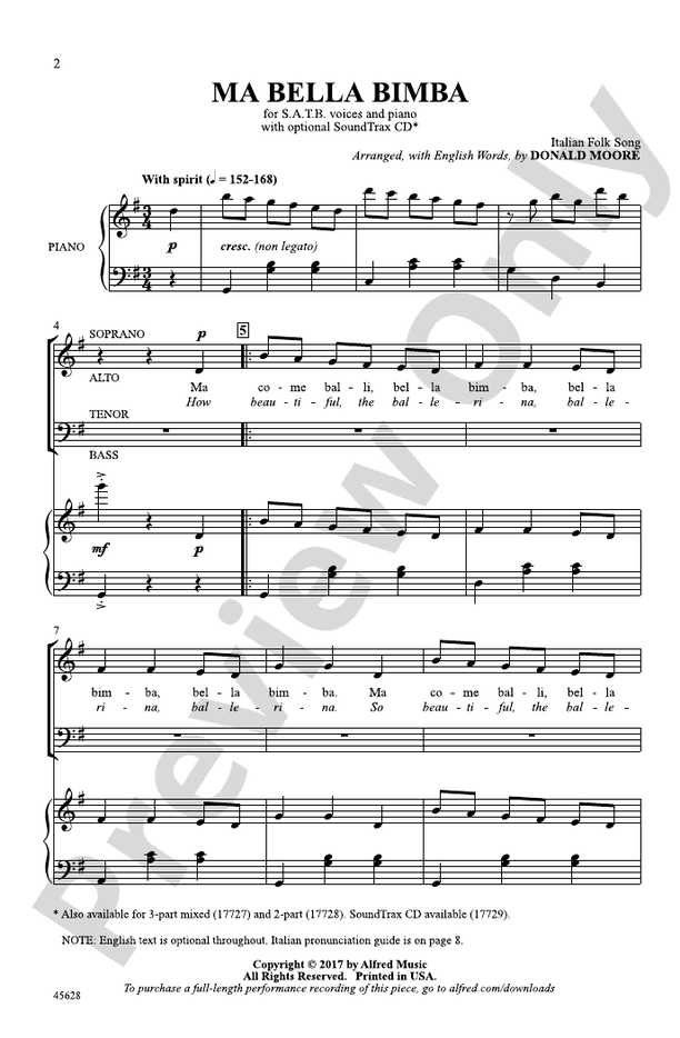 Ma Bella Bimba – SATB Choral Octavo (Digital Download)