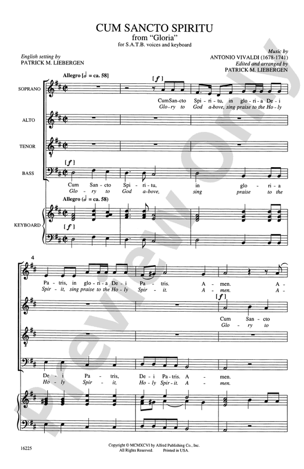 Cum Sancto Spiritu (from Gloria) – SATB Choral Octavo (Digital Download)