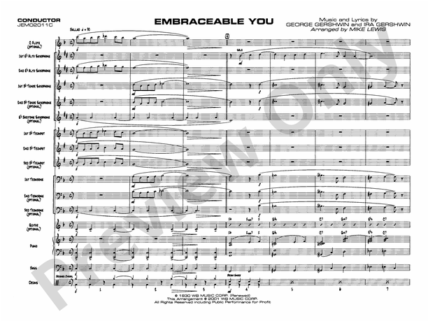 Embraceable You (Grade 1) - Jazz Ensemble Conductor Score & Parts (Digital Download)