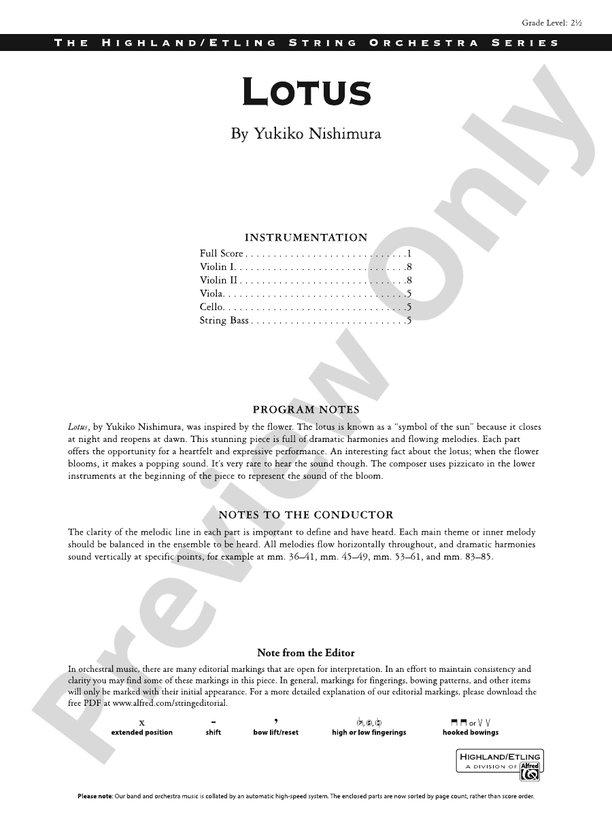 Lotus - String Orchestra Conductor Score & Parts (Digital Download)