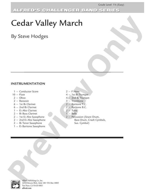 Cedar Valley March - Concert Band Conductor Score & Parts (Digital Download)