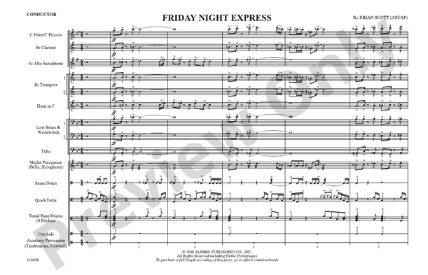 Friday Night Express – Marching Band Conductor Score & Parts (Digital Download)
