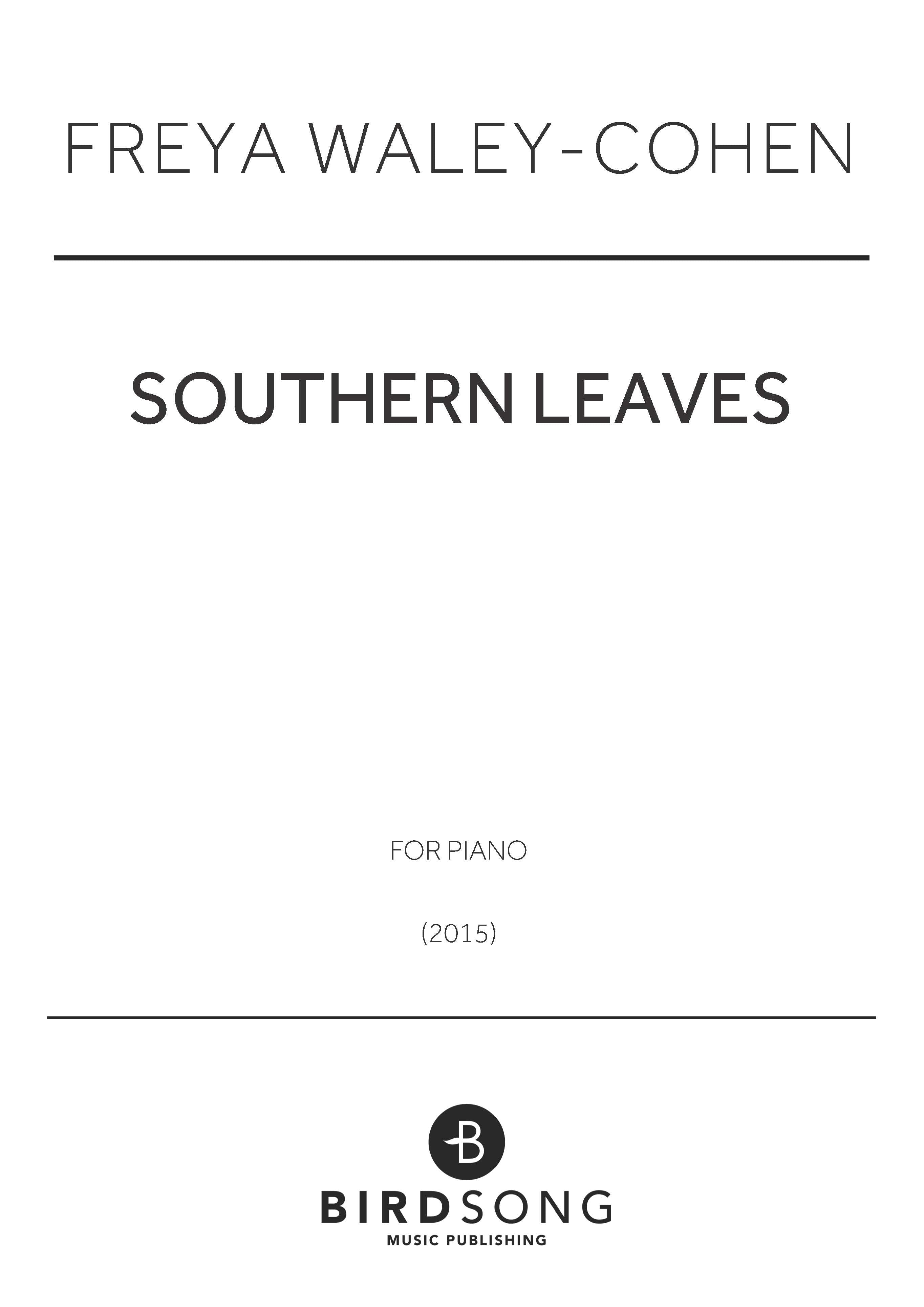 Waley-Cohen - Southern Leaves - Piano Solo (Digital Download)