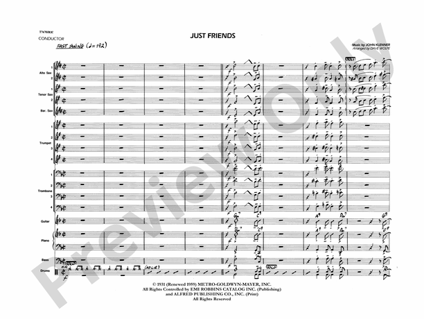 Just Friends (Dave Wolpe Jazz Ensemble) - Jazz Ensemble Conductor Score & Parts(Digital Download)