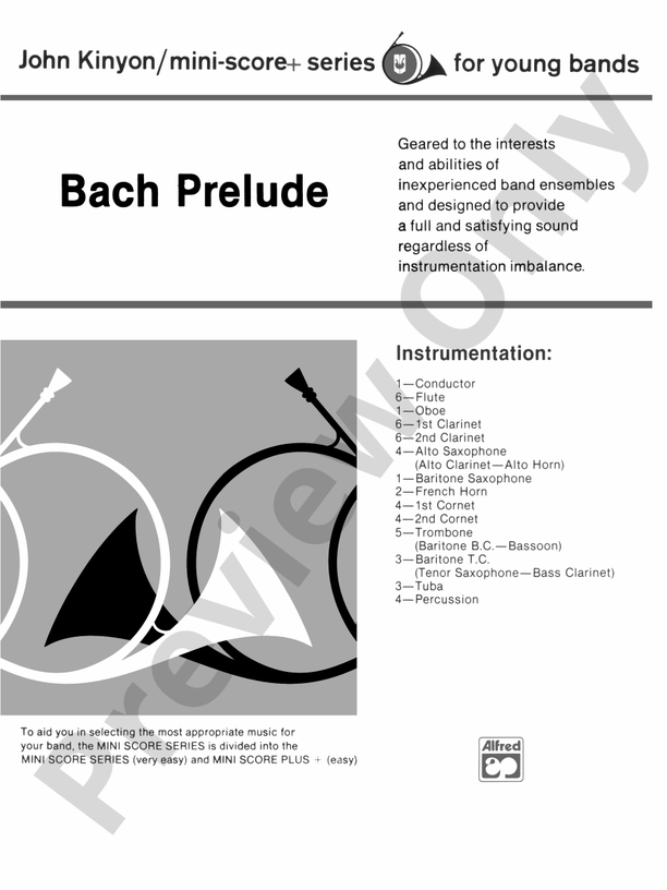 Bach Prelude - Concert Band Conductor Score & Parts (Digital Download)