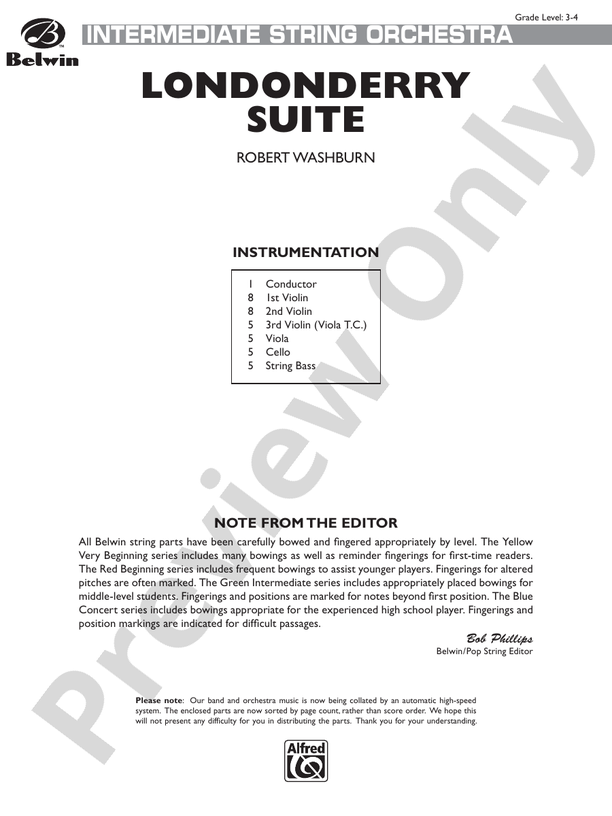 Londonderry Suite – String Orchestra Conductor Score & Parts (Digital Download)