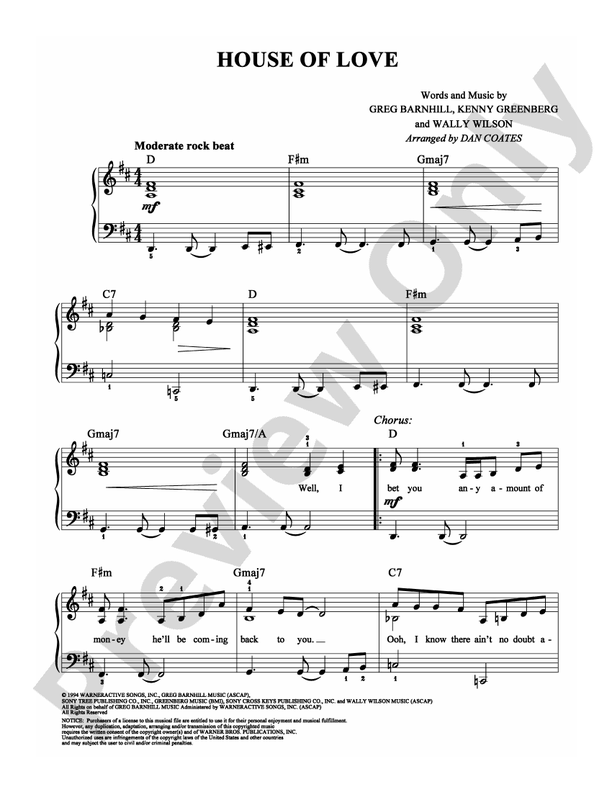 House of Love - Arr. Dan Coates - Easy Piano (Digital Download)