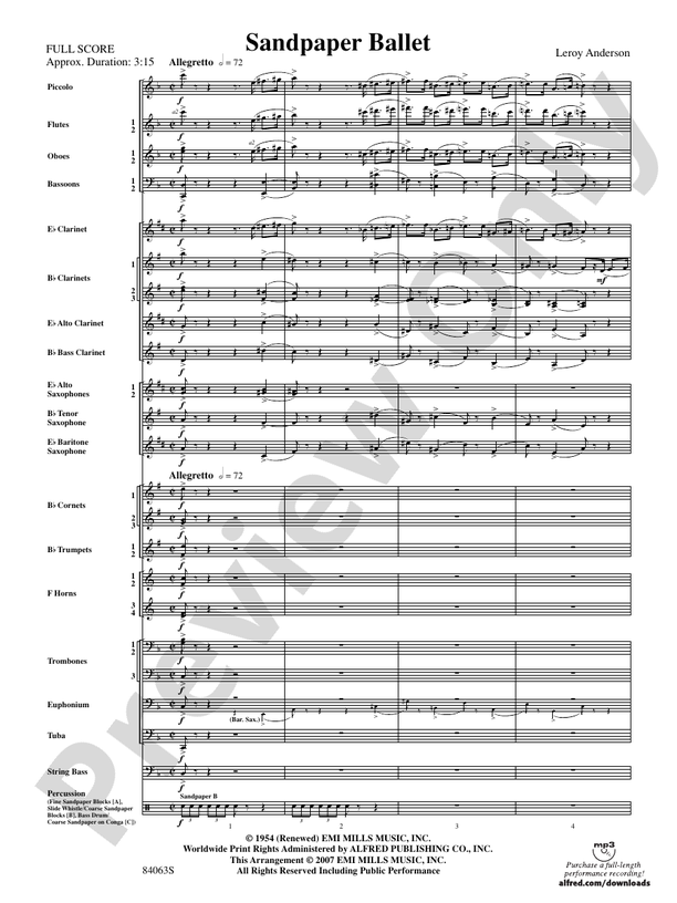 Sandpaper Ballet - Concert Band Conductor Score & Parts (Digital Download)