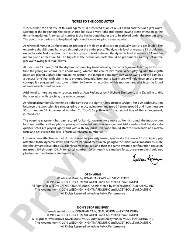 A Tribute to Journey - Concert Band Conductor Score & Parts (Digital Download)